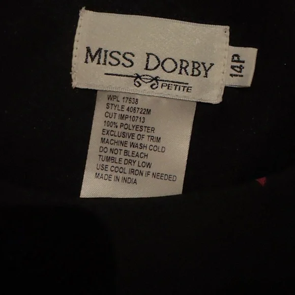 Vintage Black Red Floral Chiffon Overlay Midi Dress Petite 14P - Picture 6 of 6